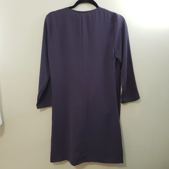 Wilfred Aritzia * Faux Wrap Dress Blue Low Cut 6 - Picture 3 of 9